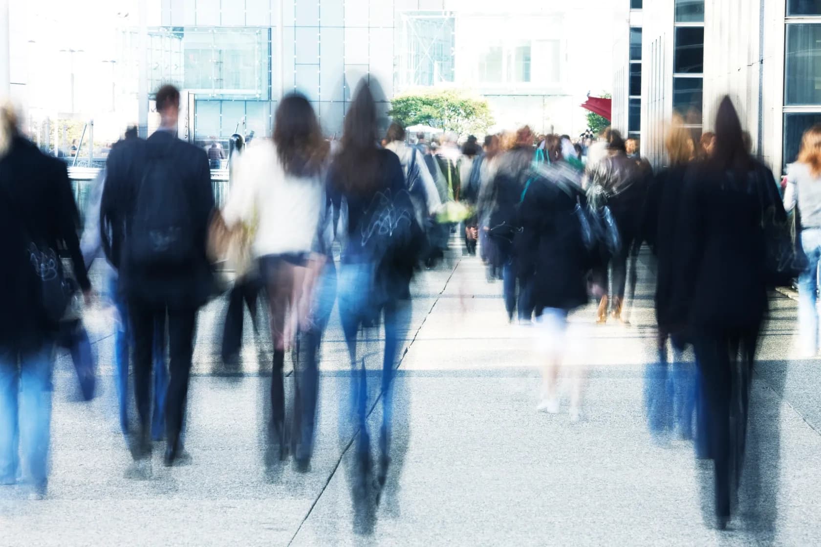 People walking in blurred area