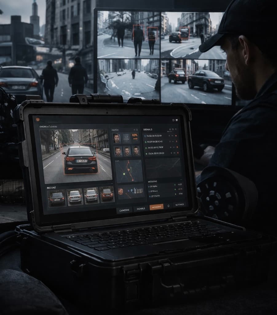Laptop with car view on camera